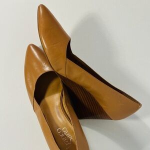 Carmel Leather Franco Sarto  3" Wooden Wedge Heel